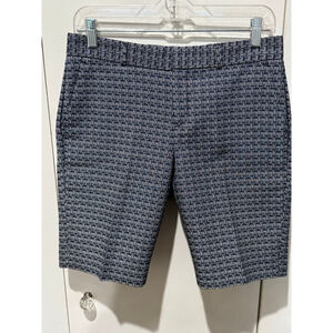 Women's Banana Republic Navy White woven Patterned Bermuda Shorts Size 2